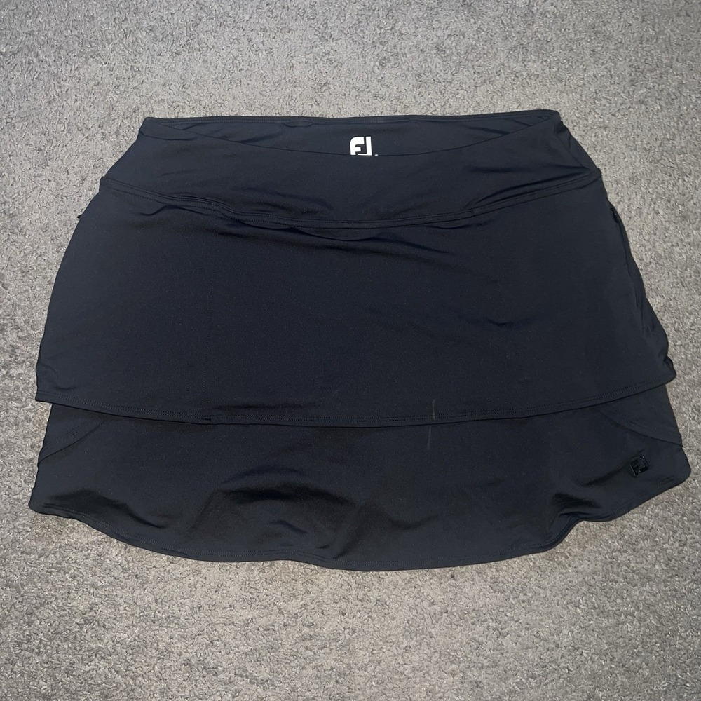 FJ FootJoy Black Layered Golf Leisure 4 Way Stretch Side Zip Pocket Skort XL
